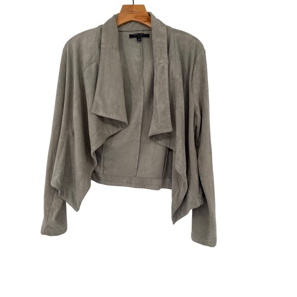 Romeo + Juliet Couture Open Front  Jacket size large Gray faux Suede Long Sleeve - Picture 2 of 5